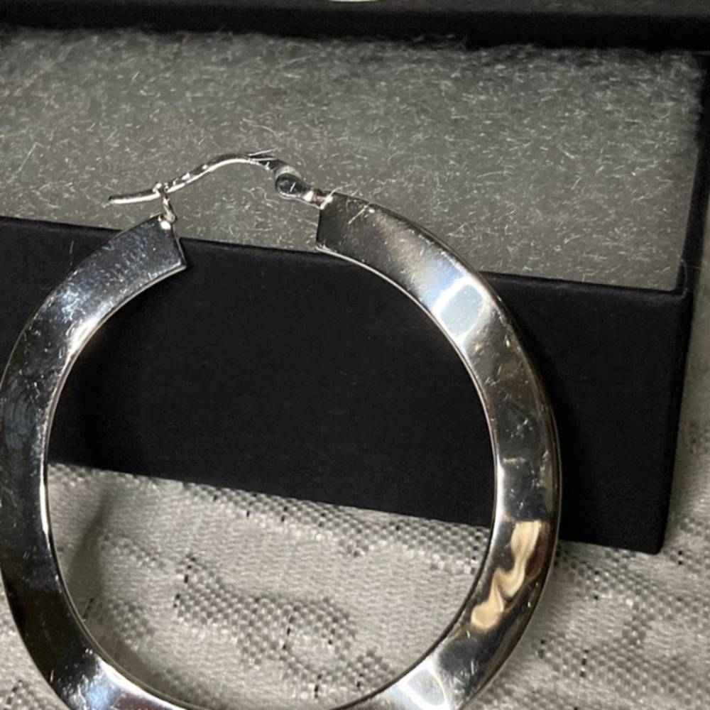 Silver Hoop Earrings - Picture 6 of 6